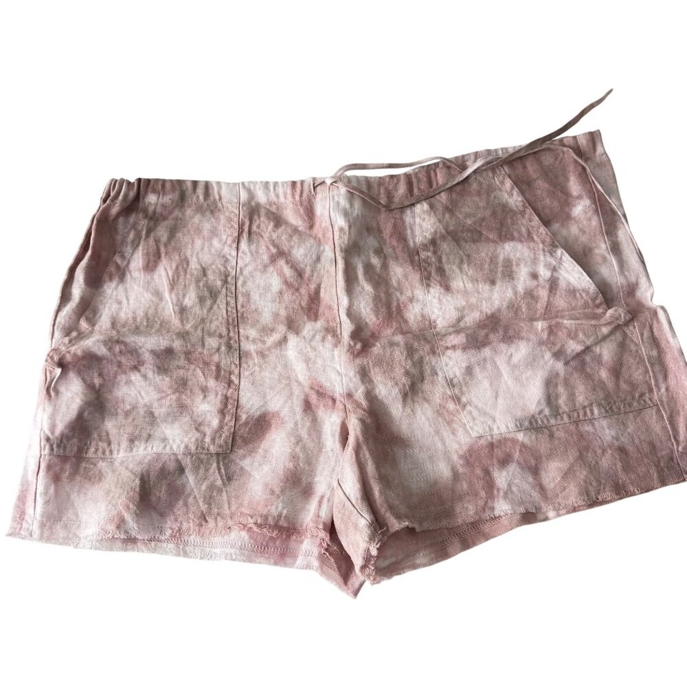 River + Sky Linen Ventura Tie-Dye Shorts Size 4 Pink & White Lightweight Summer